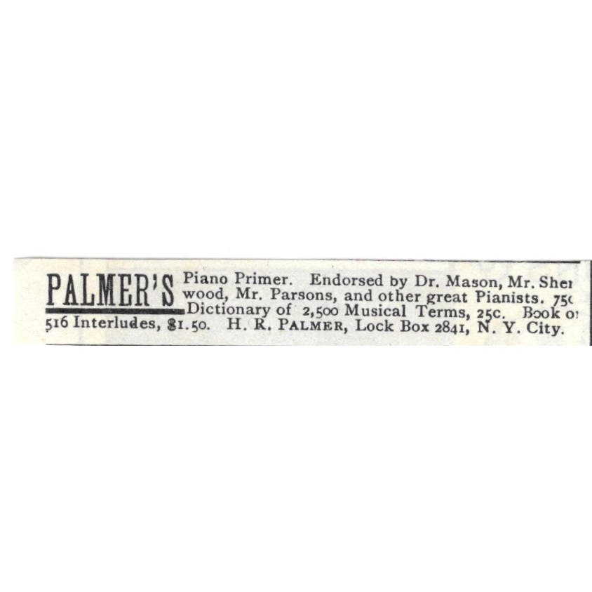 H.R. Palmer Piano Primer NY c1890 Victorian Ad AE8-CH12