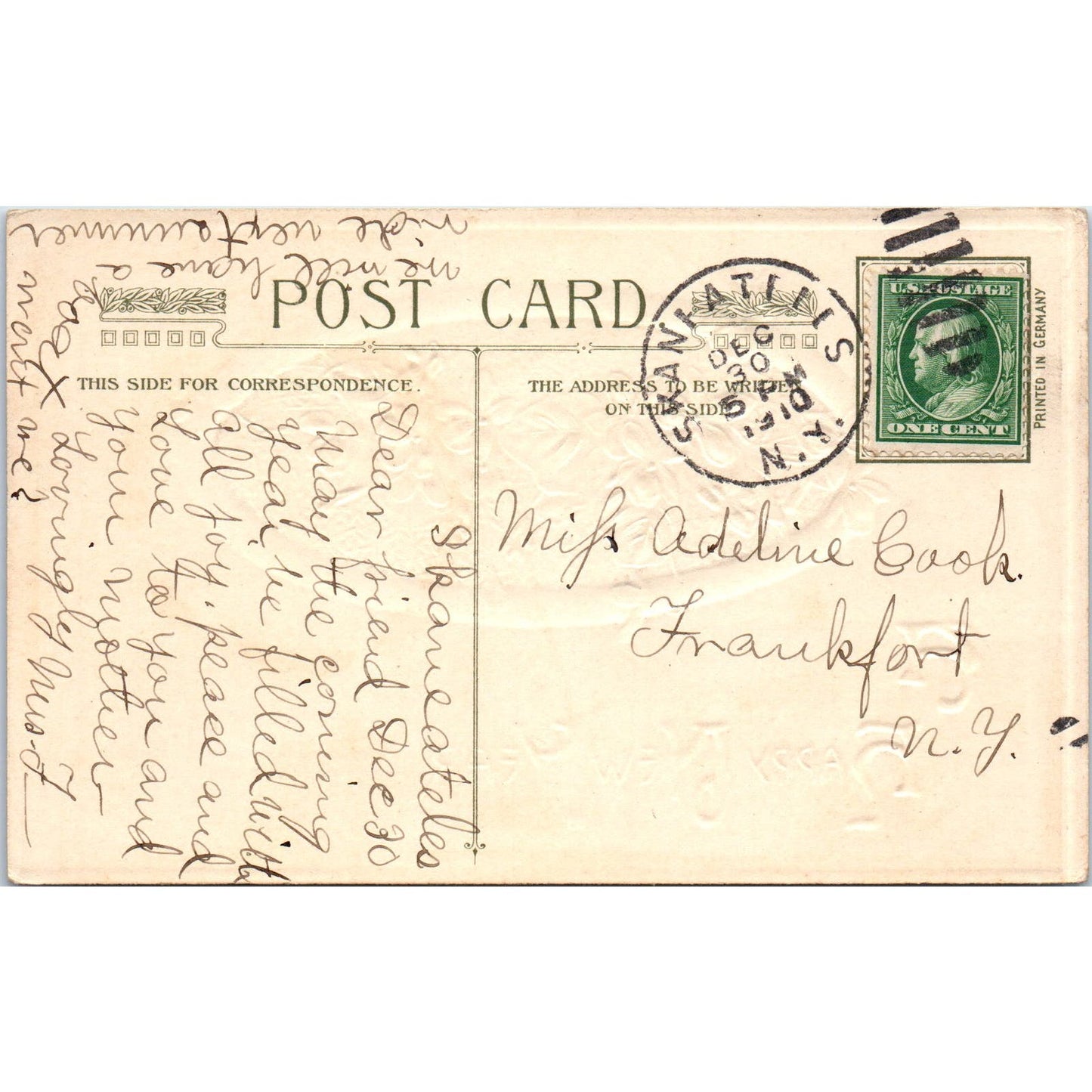 1910 Happy New Year John Winsch Back Original Postcard PC10