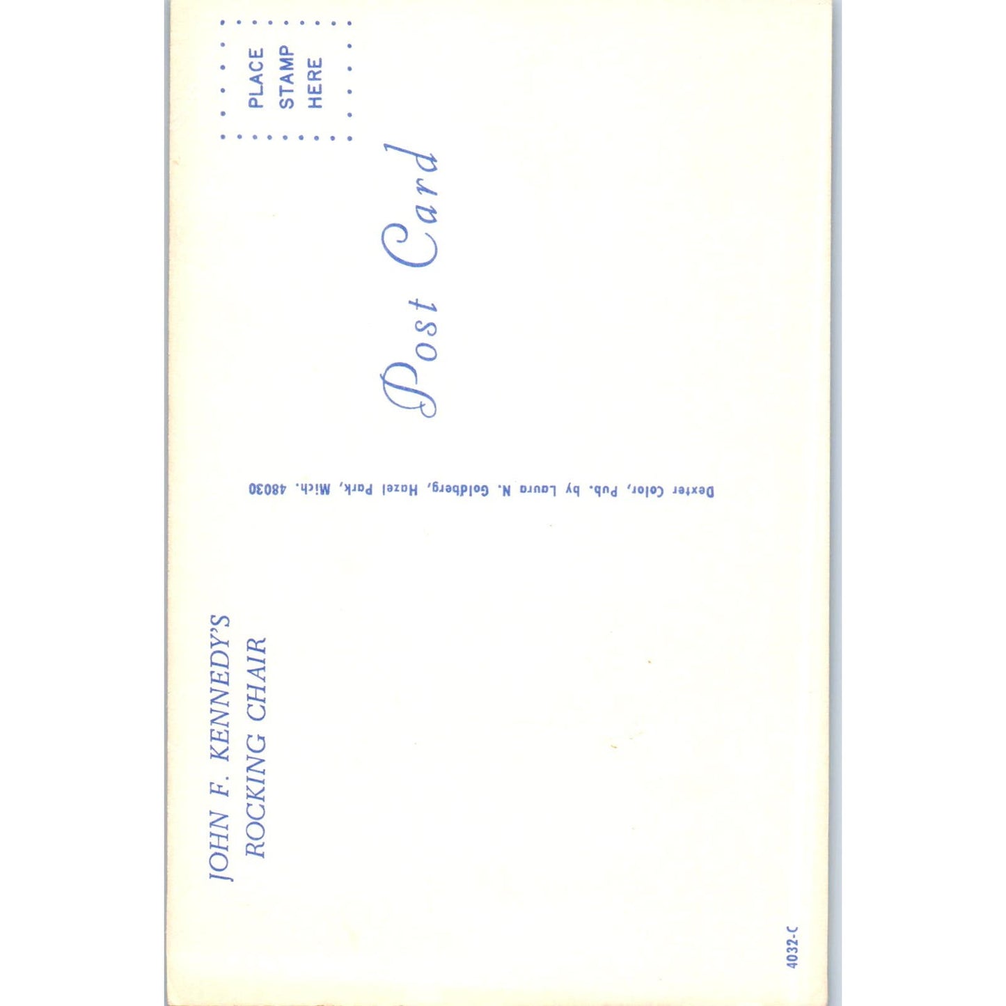 President JFK John F. Kennedy's Rocking Chair Vintage Postcard PC16