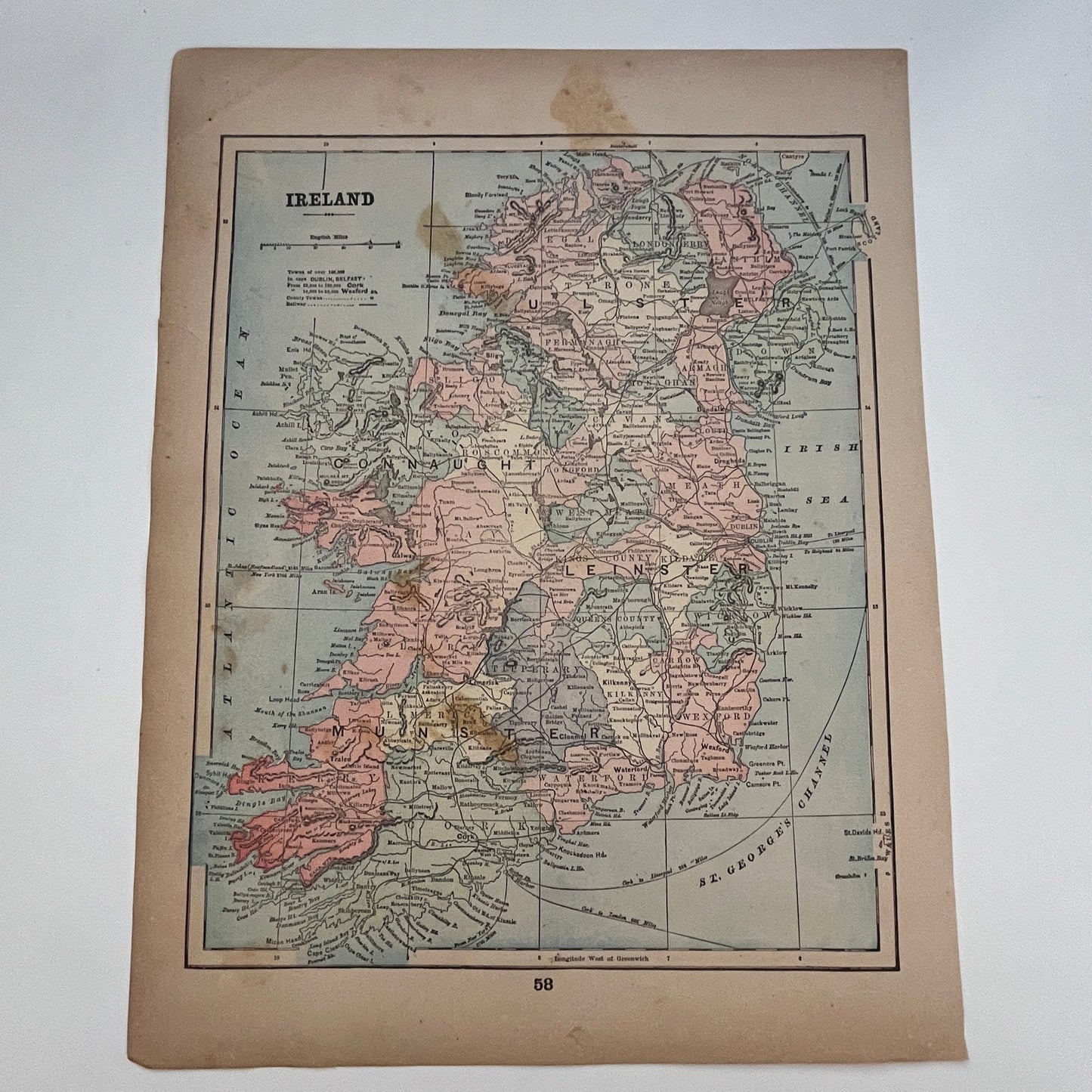 Map of England & Wales and Ireland 1894 Map SV1-6