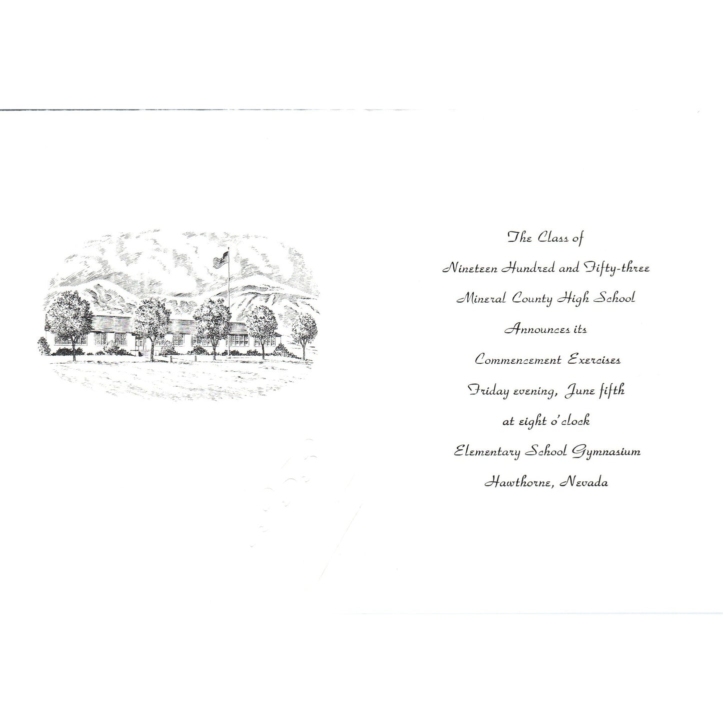 1953 Mineral County High School Commencement Program Hawthorne NV TH9-SX1