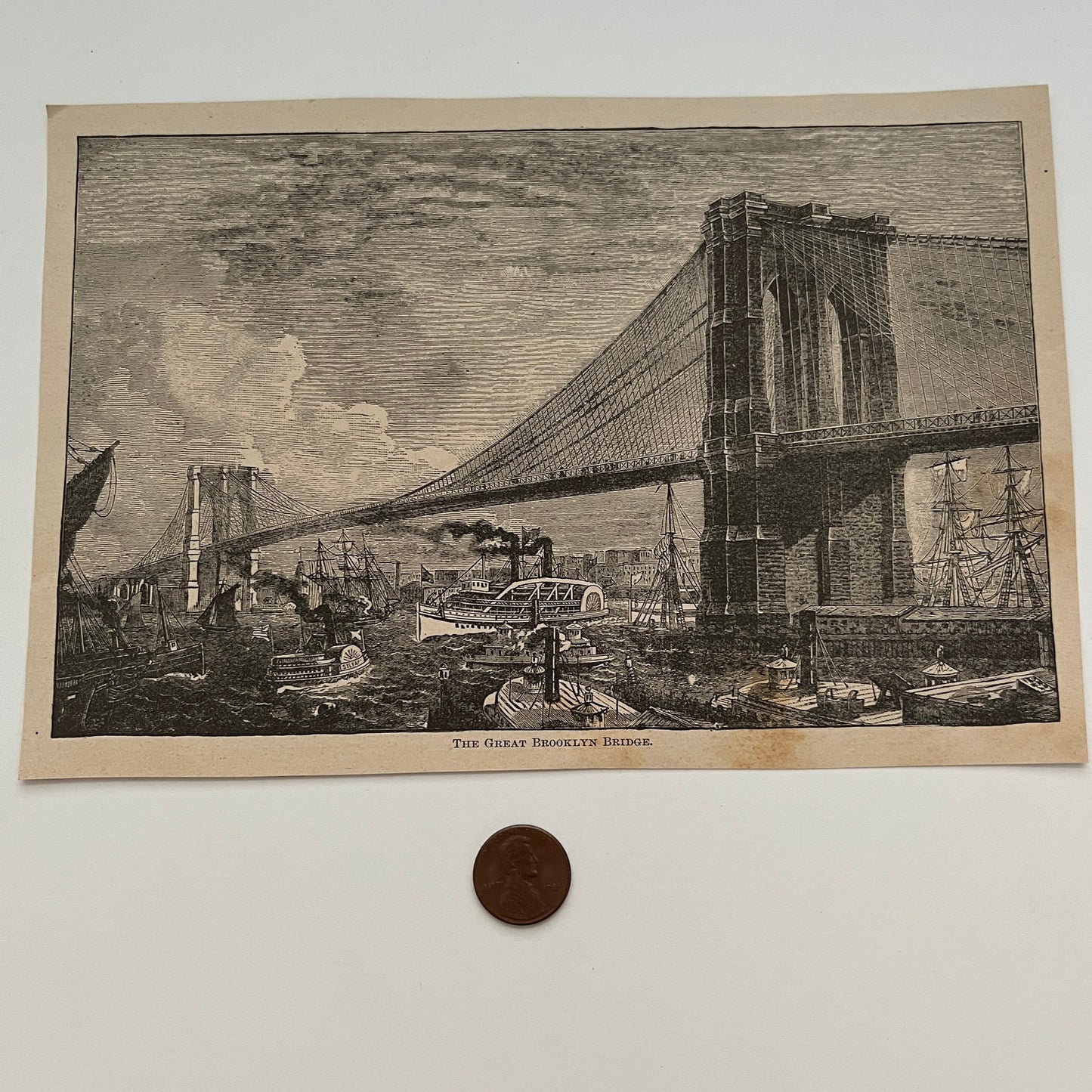 The Great Brooklyn Bridge 1894 Art Engraving SAG4-8