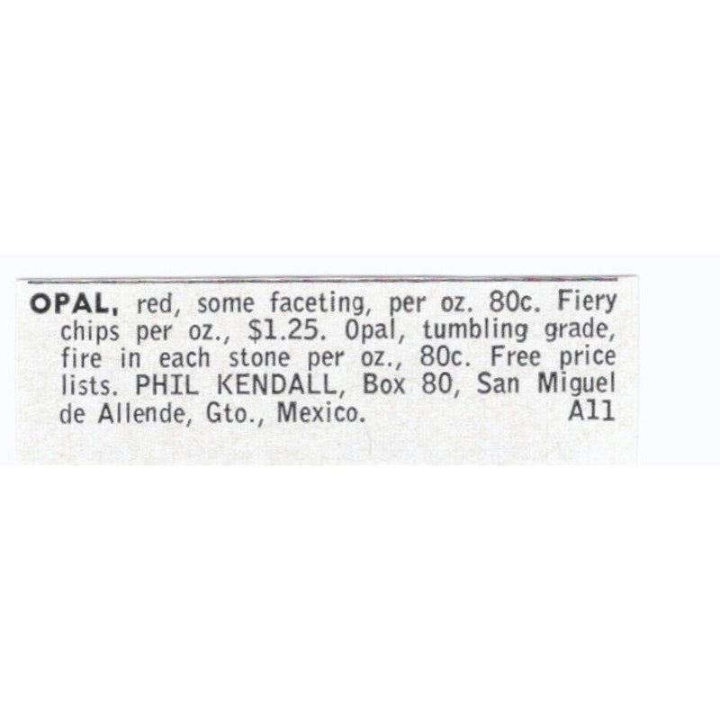 Phil Kendall Opal San Miguel De Allende Gto Mexico 1964 Magazine Ad AK6-S8