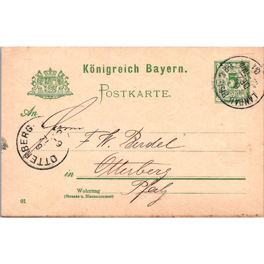 F.W. Rendel Otterburg Clundt & Gürleth Landau 1901 German Reich Postcard TE2-GRP