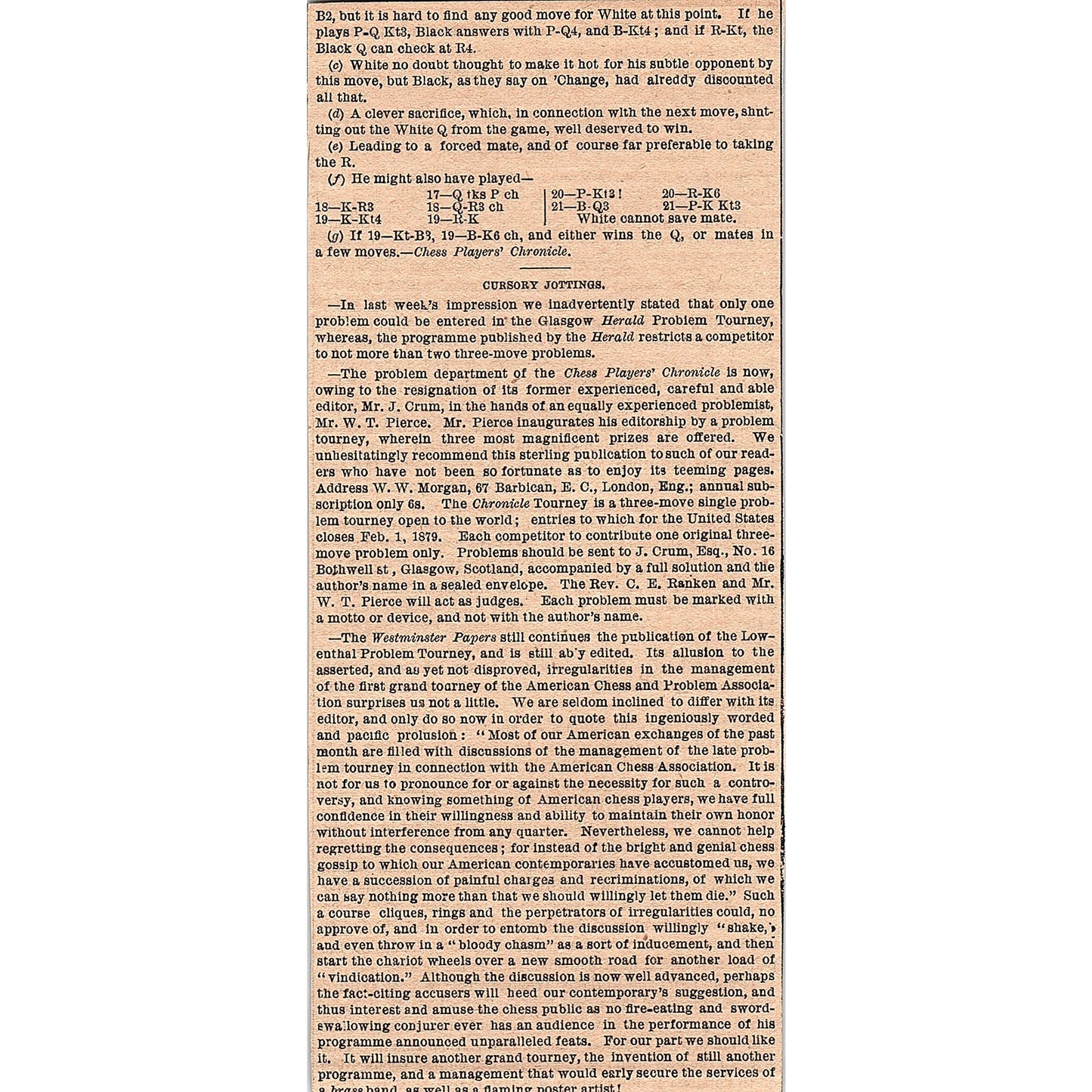 The Game of Chess Puzzle Problem No. 32 - 2 Pages 1878 Article AG2-7