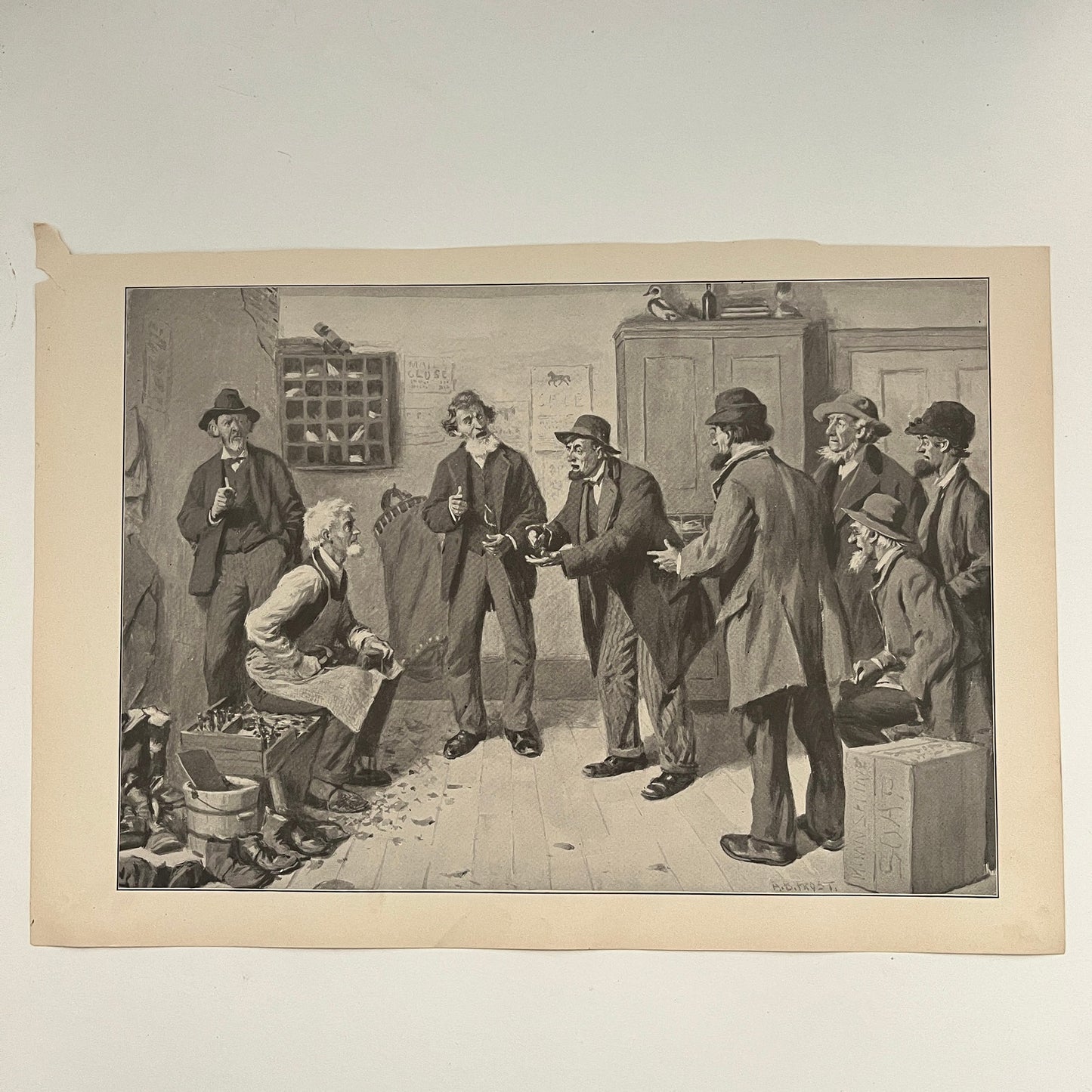 The Monroe Doctrine - Old Men Scene - Original 1904 A.B. Frost Art Print V26-4