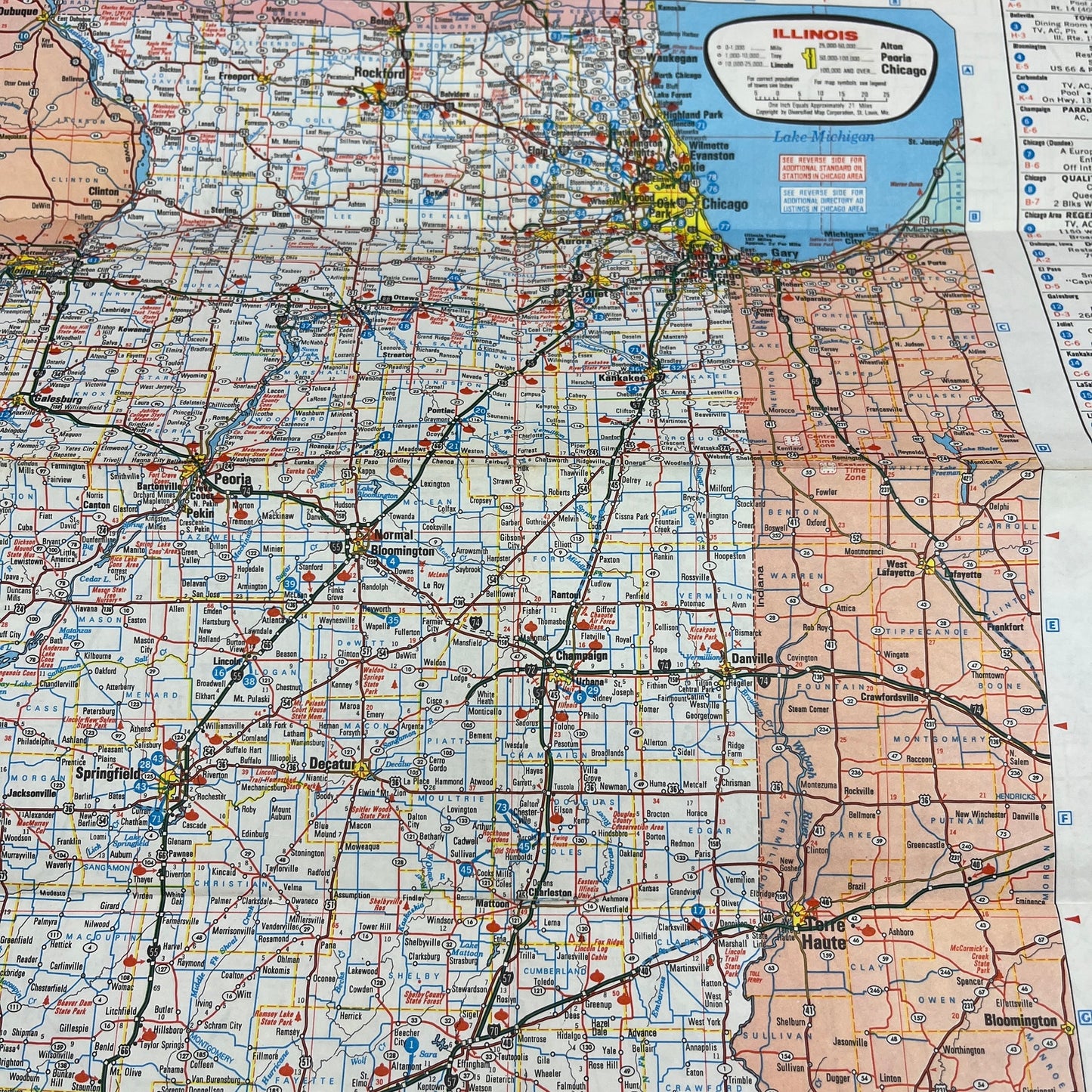 1970 Standard Oil Illinois Chicago & Vicinity Travel Fold Out Map TH2-MP2