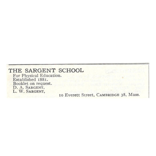 The Sargent School D.A & L.W. Sargent Cambridge MA 1924 Magazine Ad AD8-O8