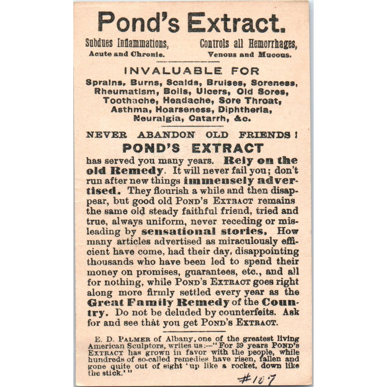 Pond's Extract Co London Maple Leaf c1880 Victorian Trade Card AF1-AP8