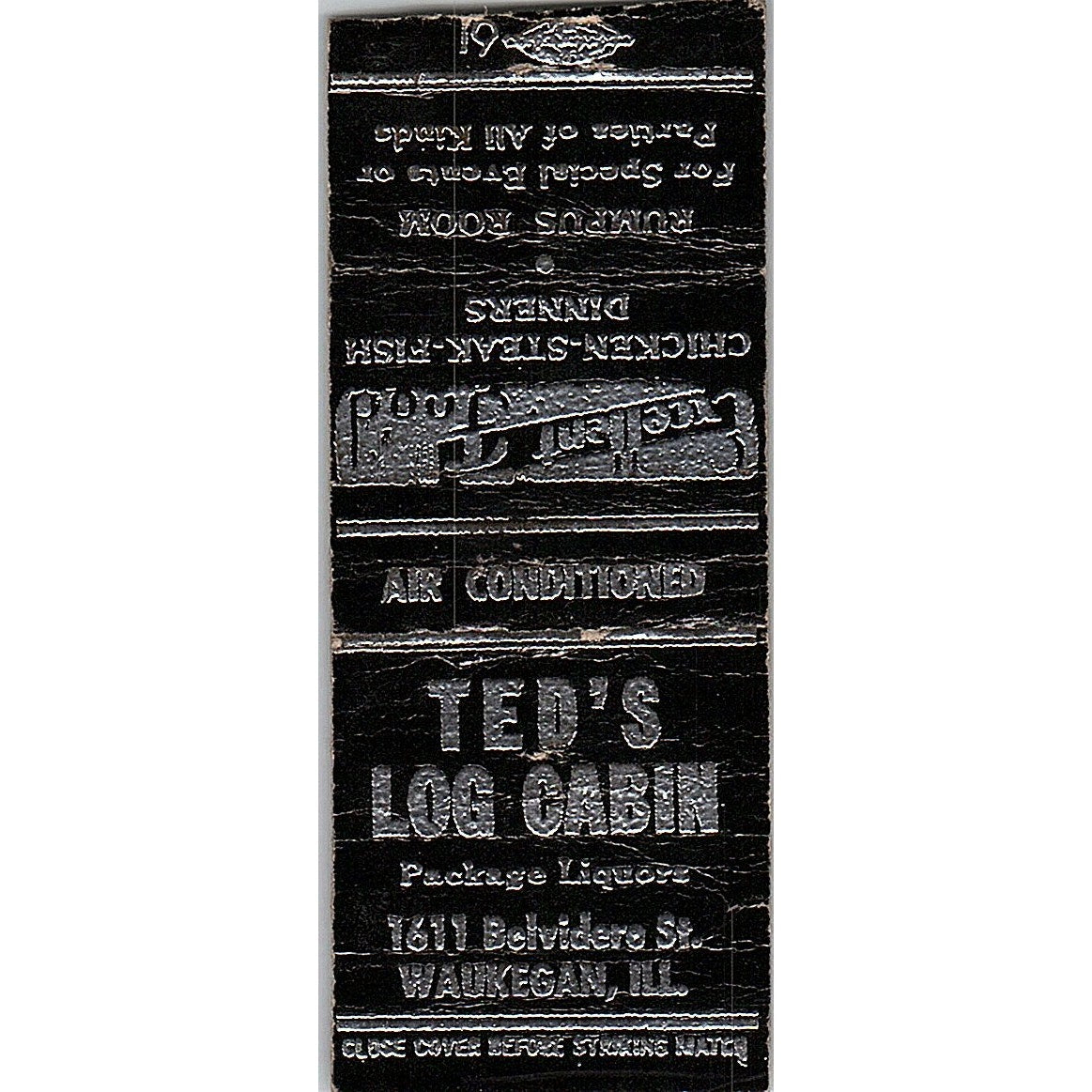 Ted's Log Cabin Waukegan IL Vintage Matchbook Cover SC7-Y10