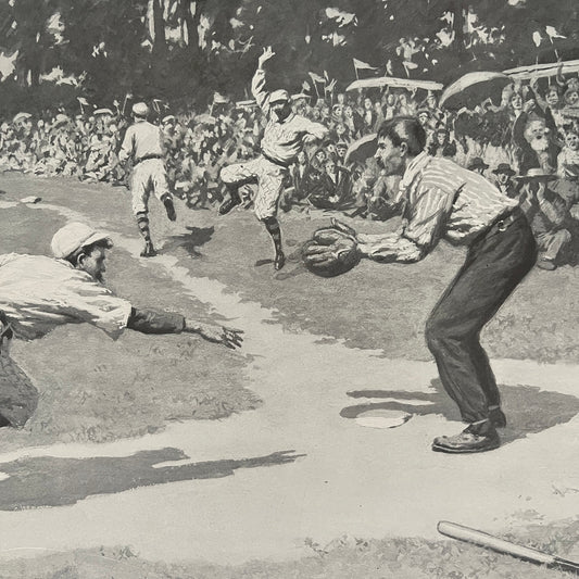 The Critical Moment - Baseball Scene - Original 1904 A.B. Frost Art Print V26-4