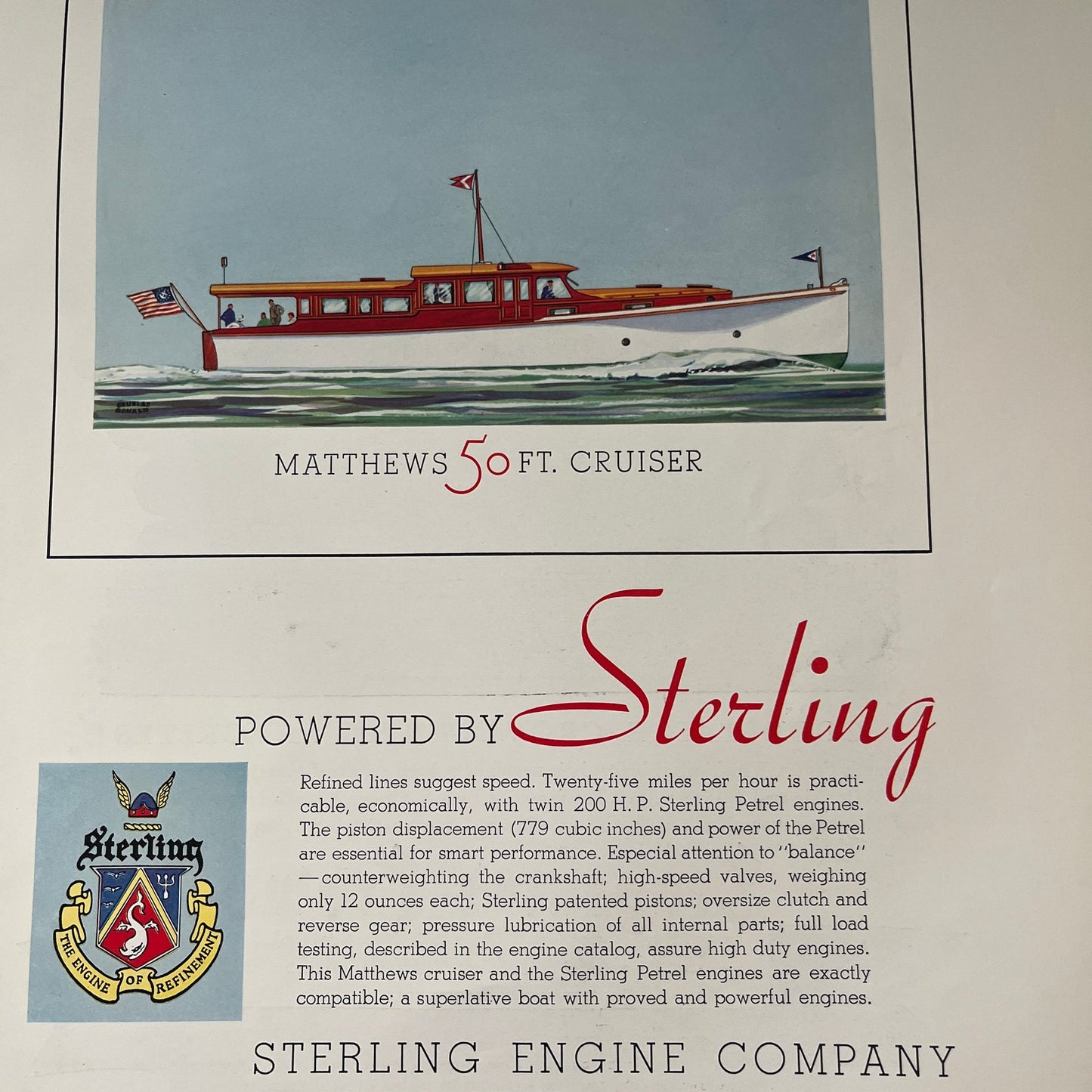 Matthew 50 Ft Cruiser Sterling Engine Company Buffalo NY 1935 Ad V1-5