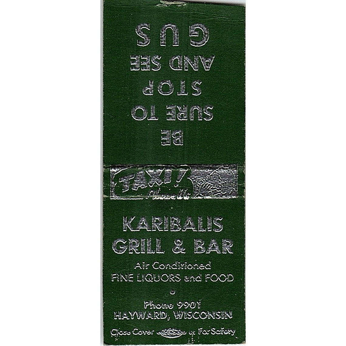 Karibalis Grill and Bar Hayward WI Vintage Matchbook Cover SF3-Y1