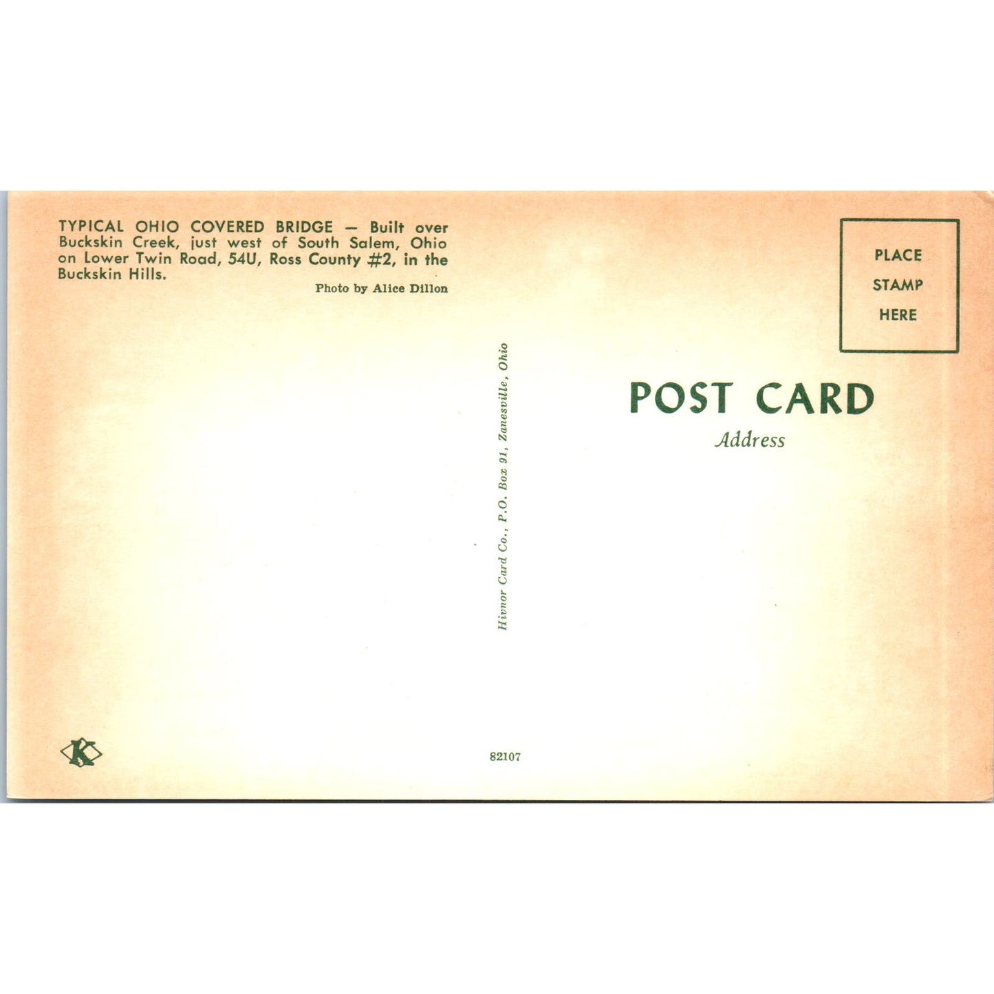 Ross County 2 Buckskin Creek Salem OH Vintage Covered Bridge Postcard PC13