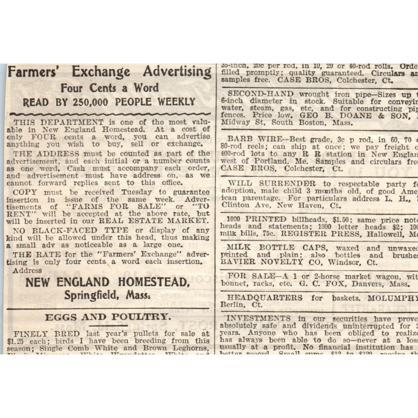 Pynchon Trading Post Springfield MA 1905 Magazine Ad AF1-NH1
