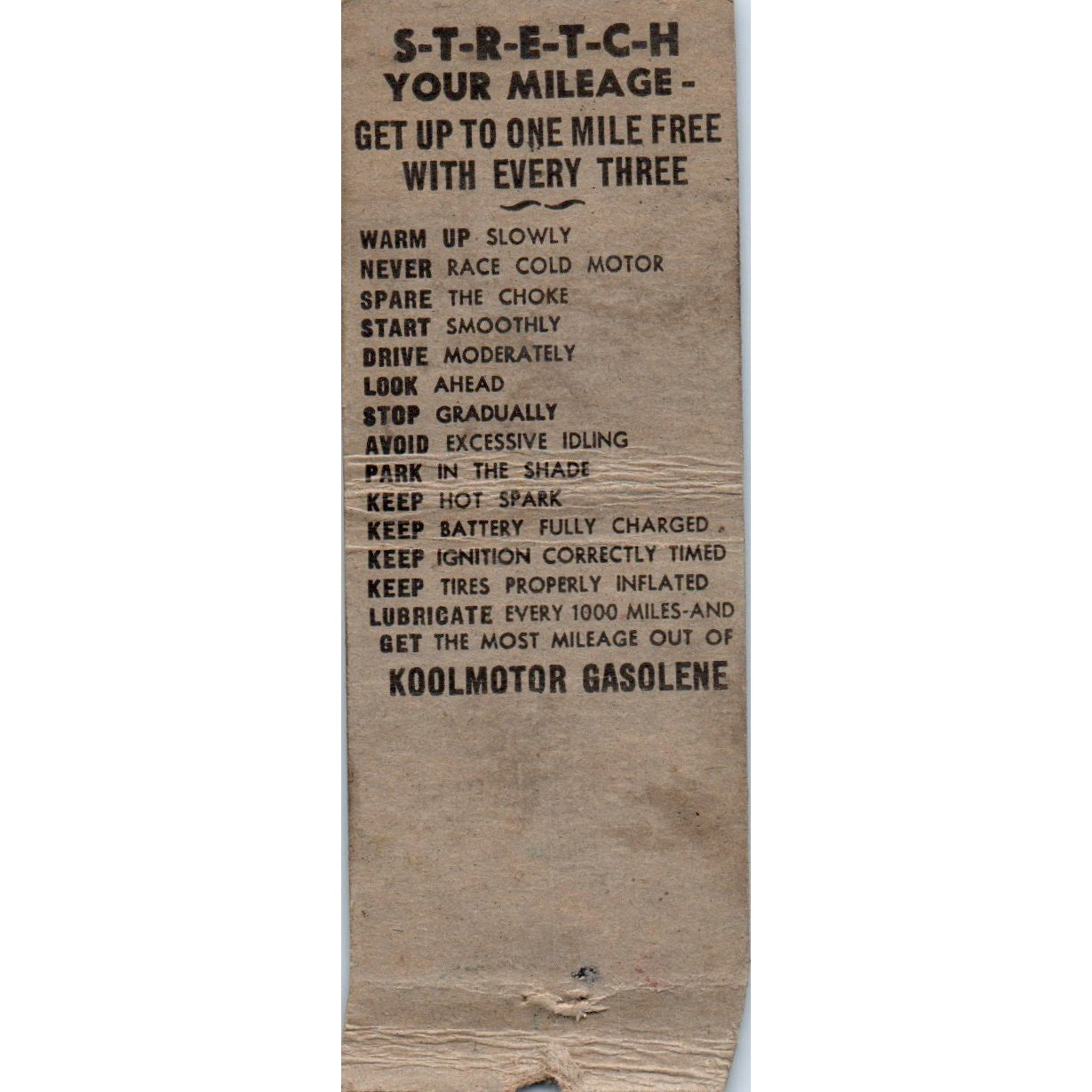 Burhop Service Station Owen WI Koolmotor Gasoline Vintage Matchbook Cover SF4-Y1