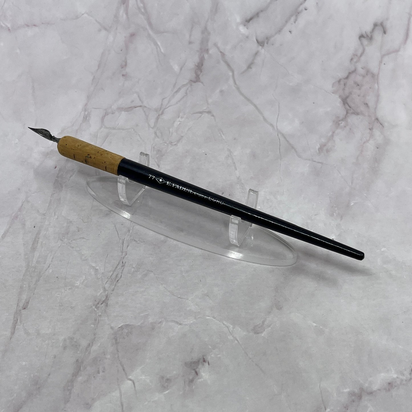 E. Faber 77 Echo Black USA Wood Vintage Fountain Dip Pen w/ Nib TC5-DP-9