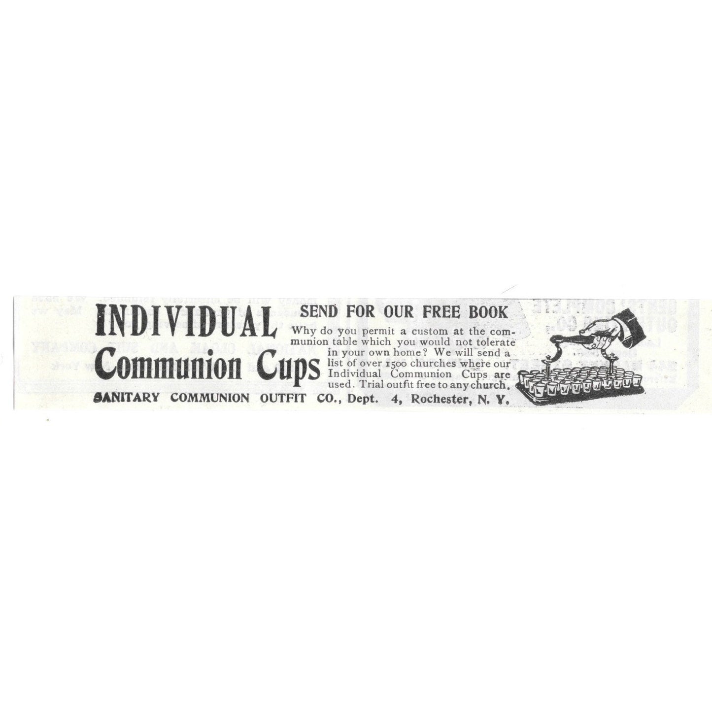 Individual Communion Cups- Sanitary Communion Outfit Co Rochester 1903 Ad AF8-M3