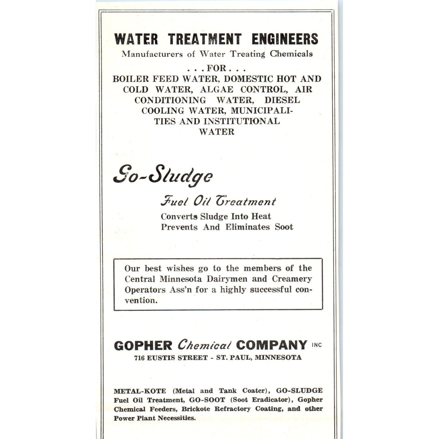 Overton Machine Co Dowagiac MI, Gopher Chemical Co St. Paul MN 1953 Ad AE9-DC1