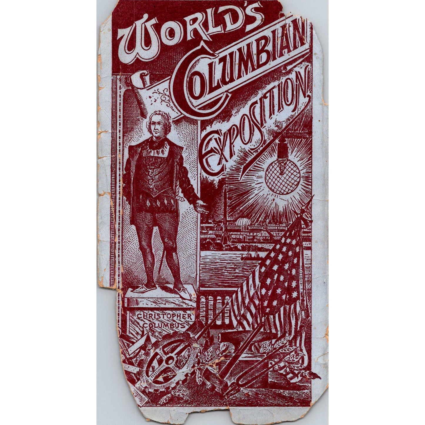 1893 Chicago World Columbian Exposition Souvenir Card Christopher Columbus AG9-5