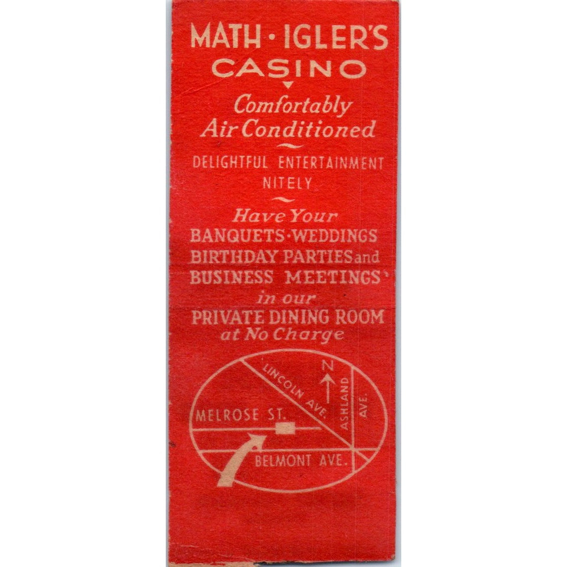 Math Igler's Casino Chicago Vintage Matchbook Cover SF4-Y4