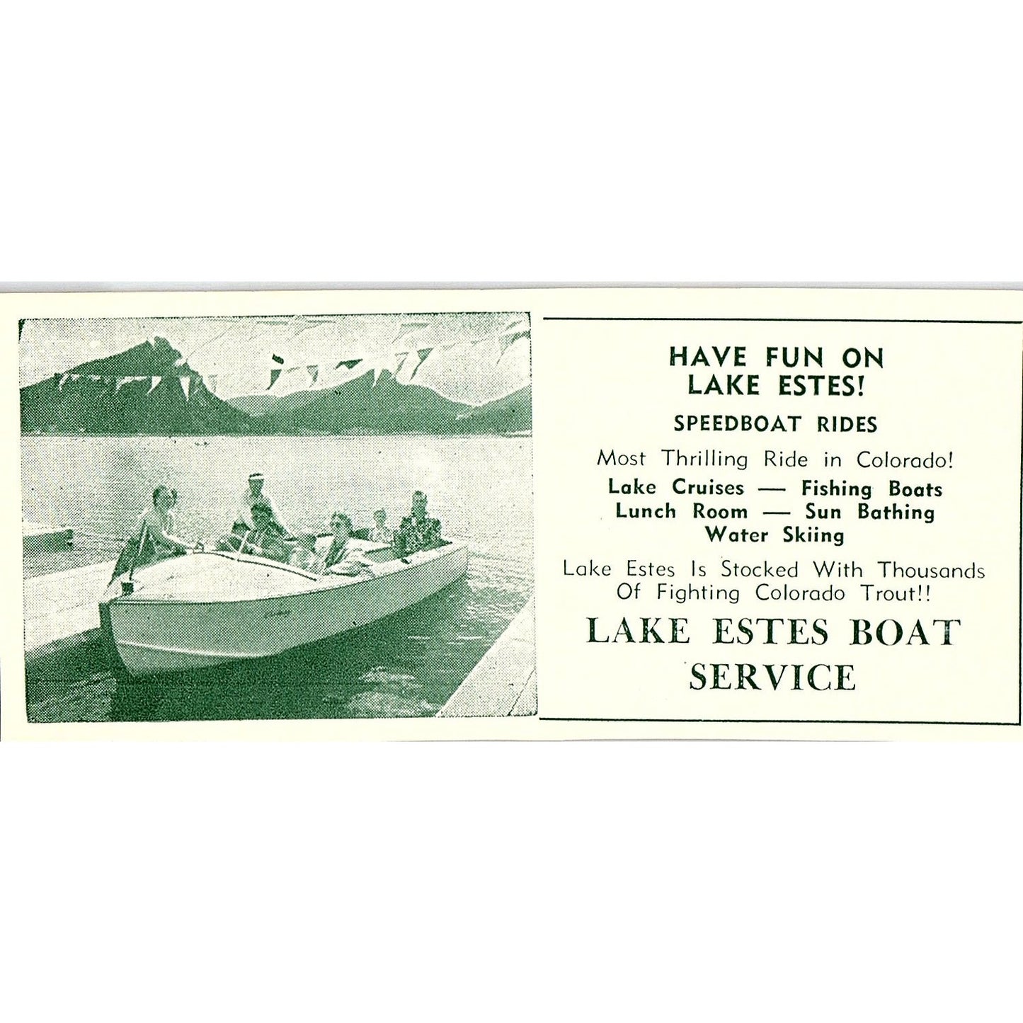 Estes Park Electric Record Bar Lake Estes Boat Service 1957 Estes Park CO AG4-M1