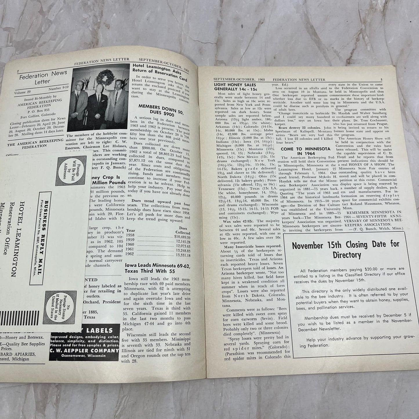 1963 Sep/Oct American Beekeeping Federation Newsletter Gainesville FL M15