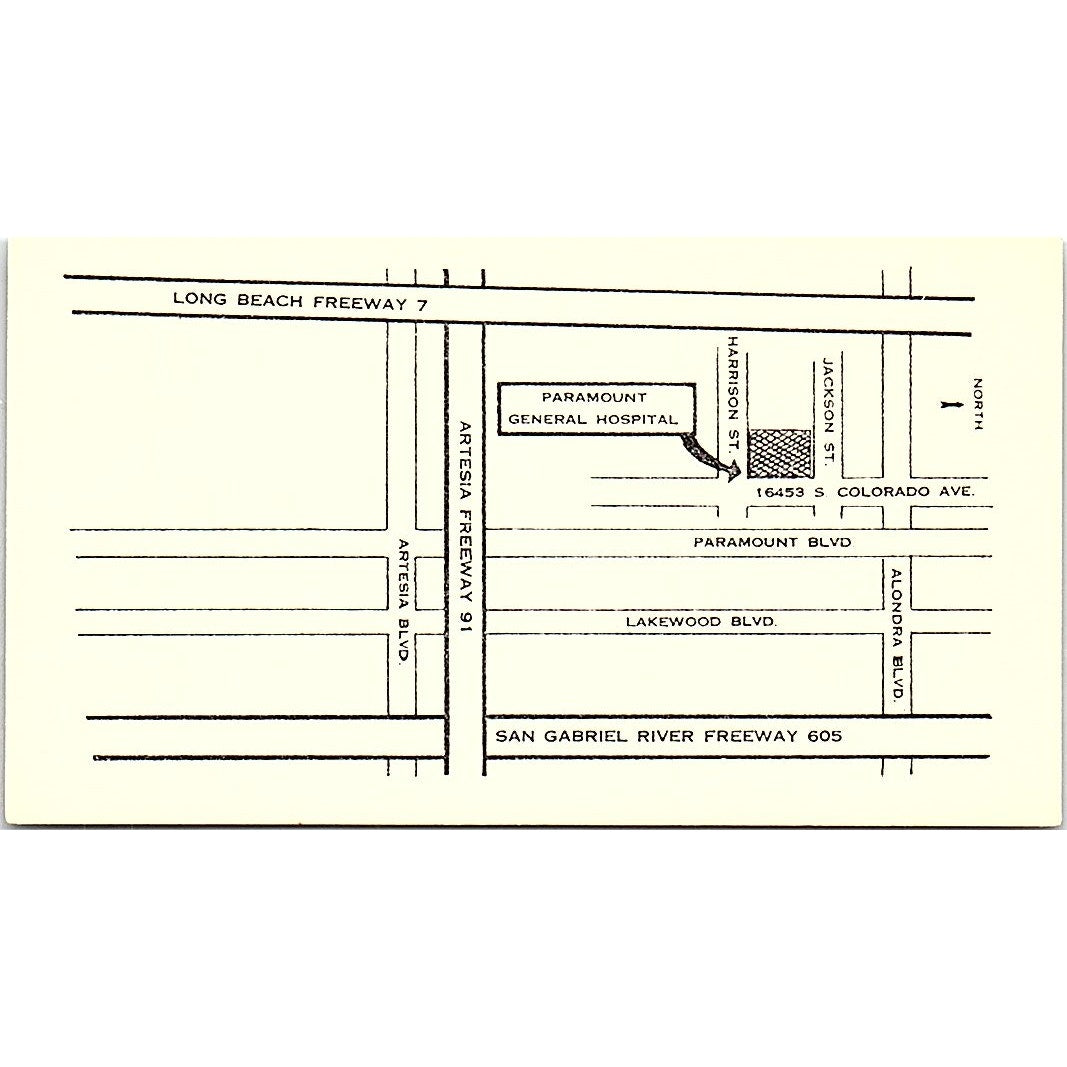 Paramount General Hospital S. Colorado Ave Paramount CA Business Card SF3-B4