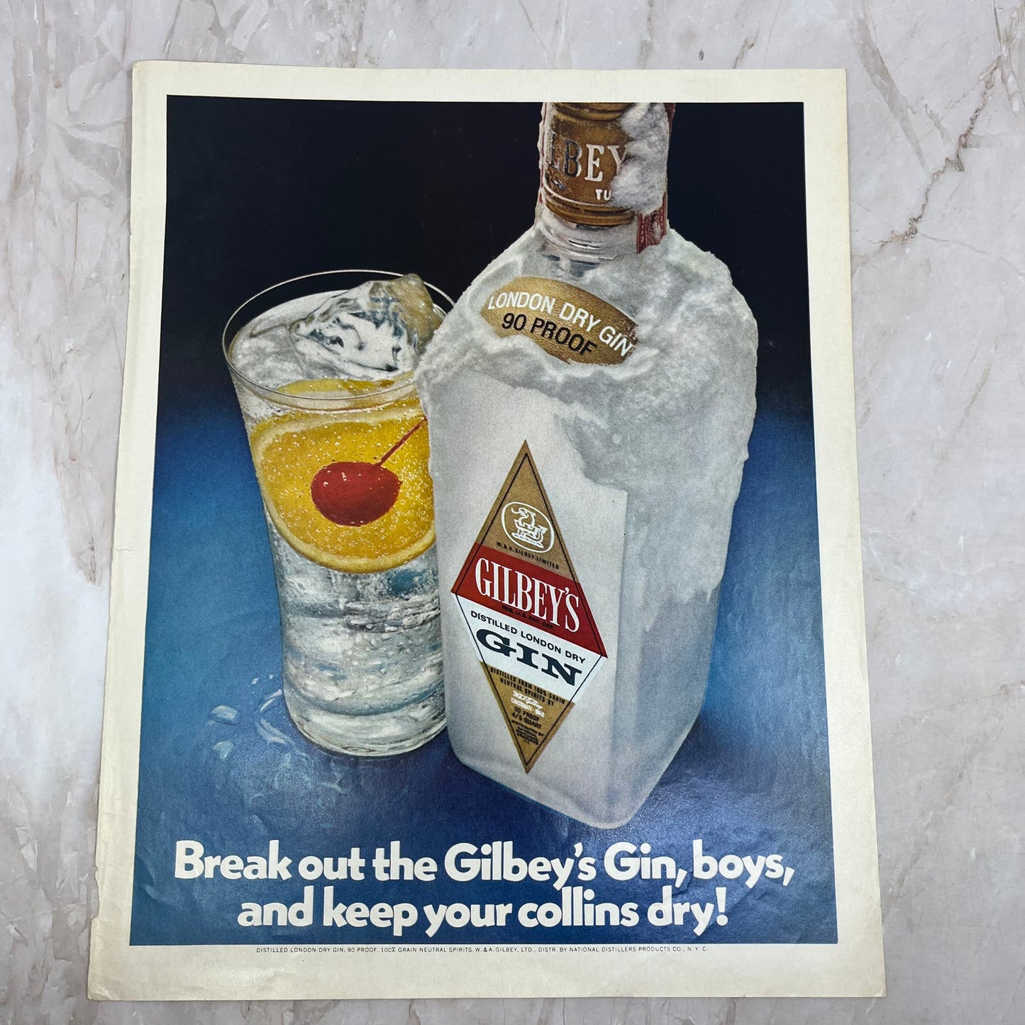 1970 Gilbey's London Dry Gin Tom Collins 10x13 Magazine Advertisement FL6-7