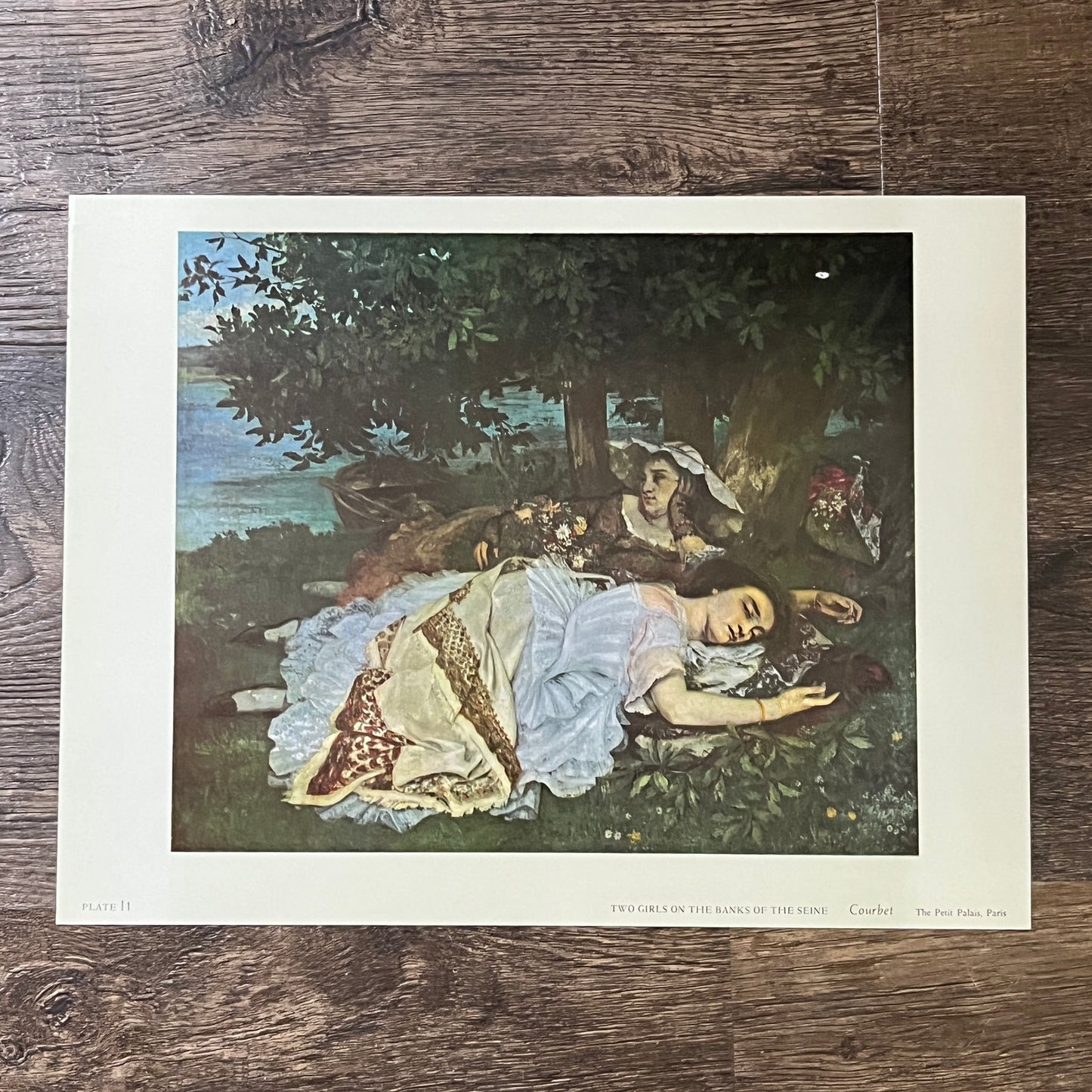 Vtg Courbet - Two Girls on the Banks of the Seine Lithograph Art Print 9x12 V4