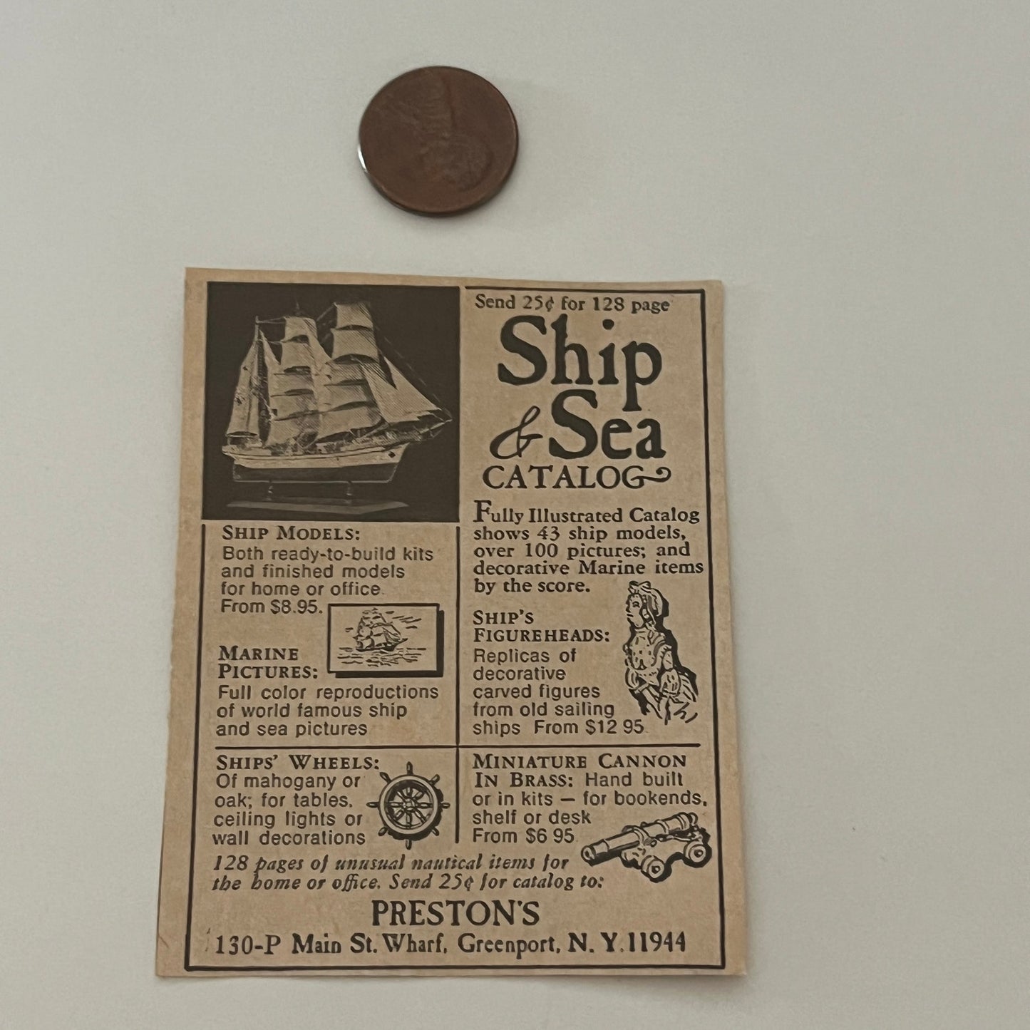 Preston's Ship & Sea Catalog Ship Models Greenport NY 1971 Magazine Ad SAG4-S15