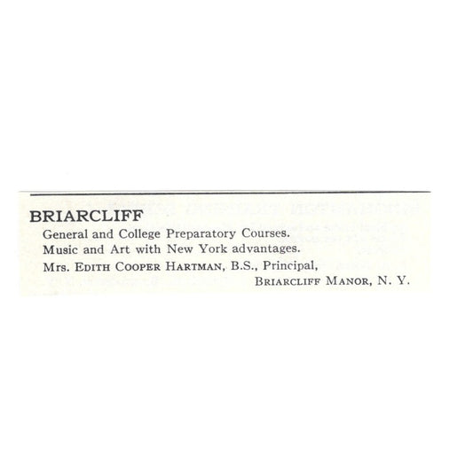 Briarcliff Prep School Edith Cooper Hartman Briarcliff Manor NY 1924 Ad AD8-O5