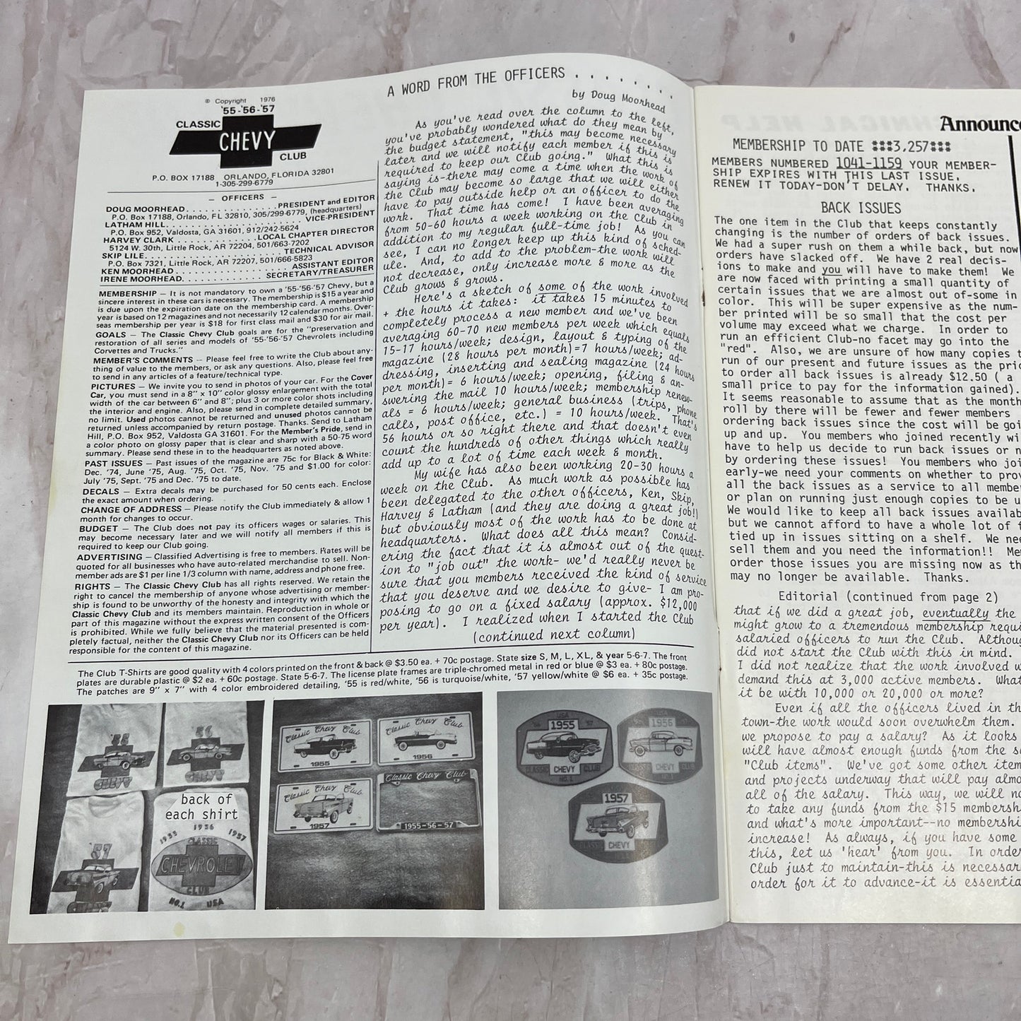 Moulding Part Numbers - '55, '56, '57 Classic Chevy World Magazine May 1976 M29