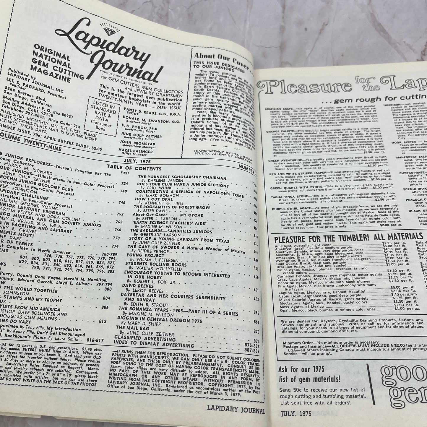 Cycad South Dakota - Lapidary Journal Magazine - Jul 1975 M28