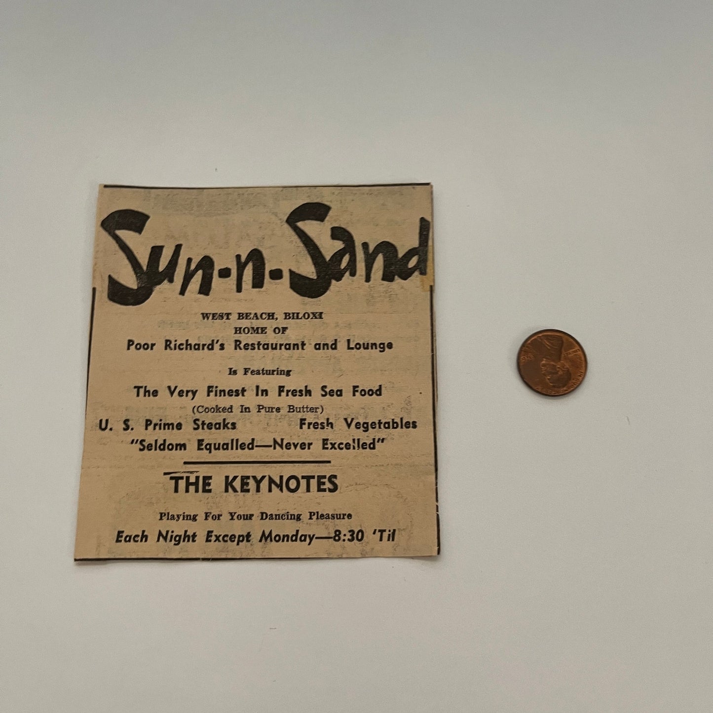 Sun-n-Sand Motel West Beach Biloxi MS Poor Richard's 1953 Ad AG8-7