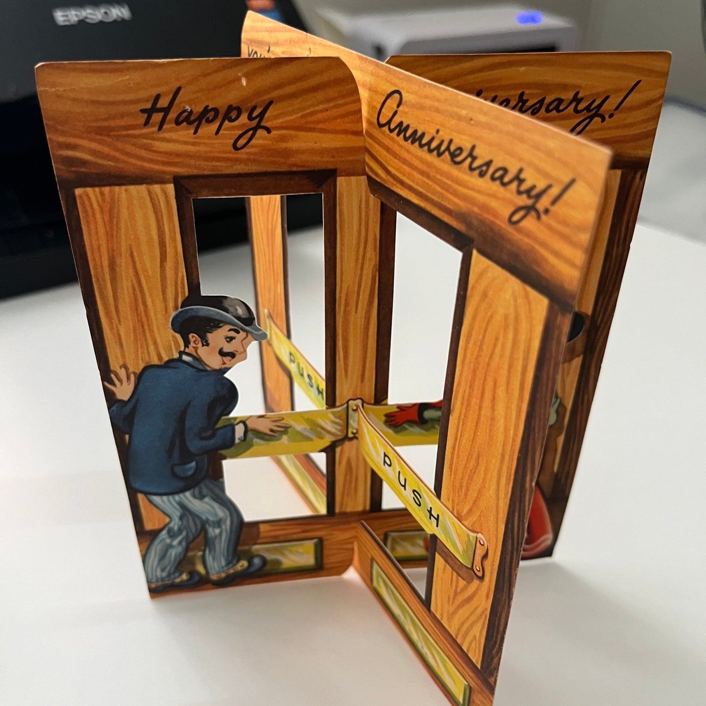 Revolving Door 3D Stand Up Pop-Up 1953 Anniversary Card AG8-7