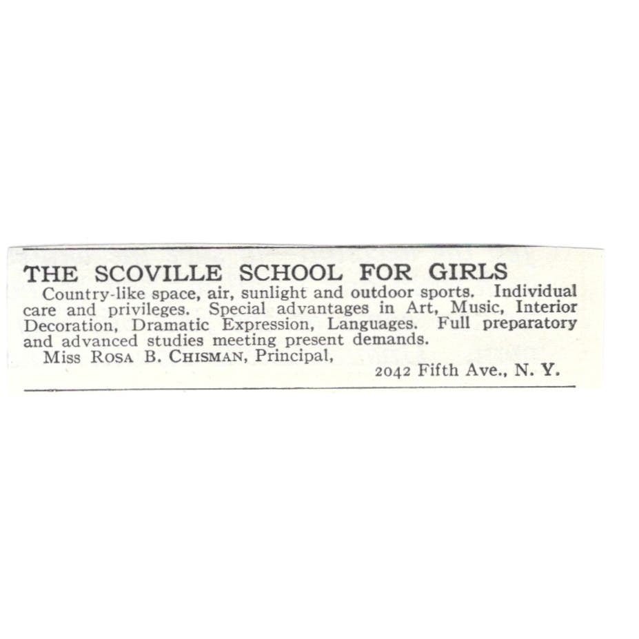 Scoville Girls School Rosa B. Chisman NY c1918 Original Advertisement AE5-SA7