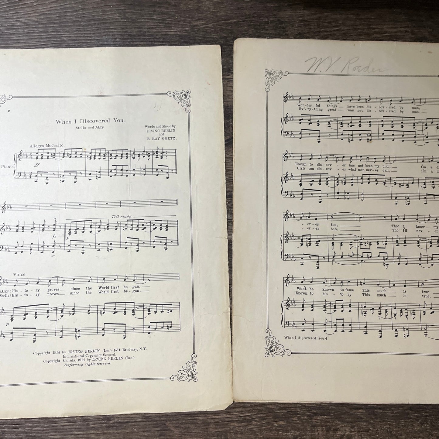 Irving Berlin When I Discovered You Watch Your Step 1914 Sheet Music V13