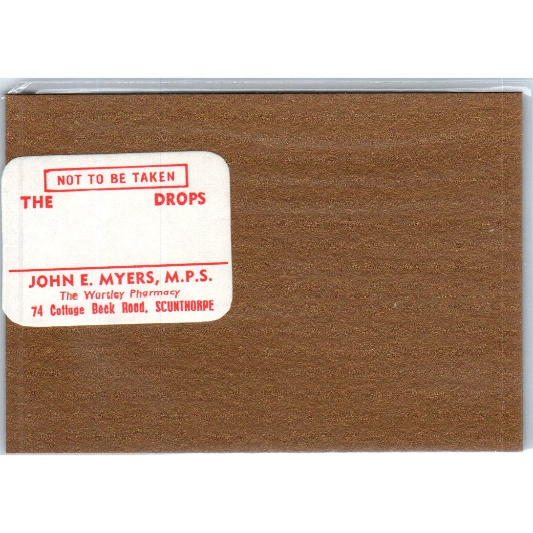 John E. Myers M.P.S. Wortley Pharmacy Scunthorpe Antique Apothecary Label TH2-AL