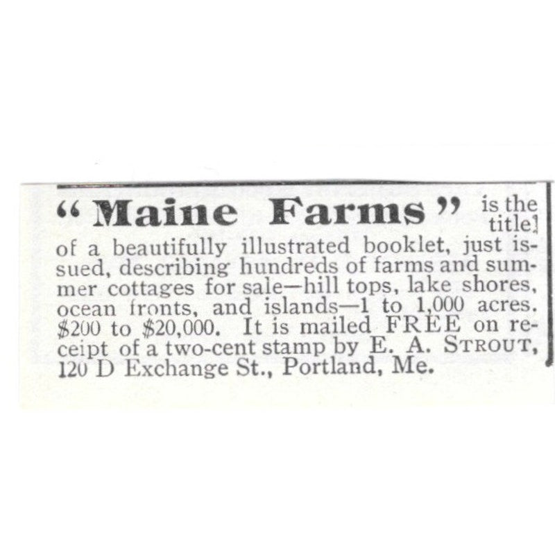 E.A. Strout Maine Farms Portland ME 1903 Ad AF8-S38