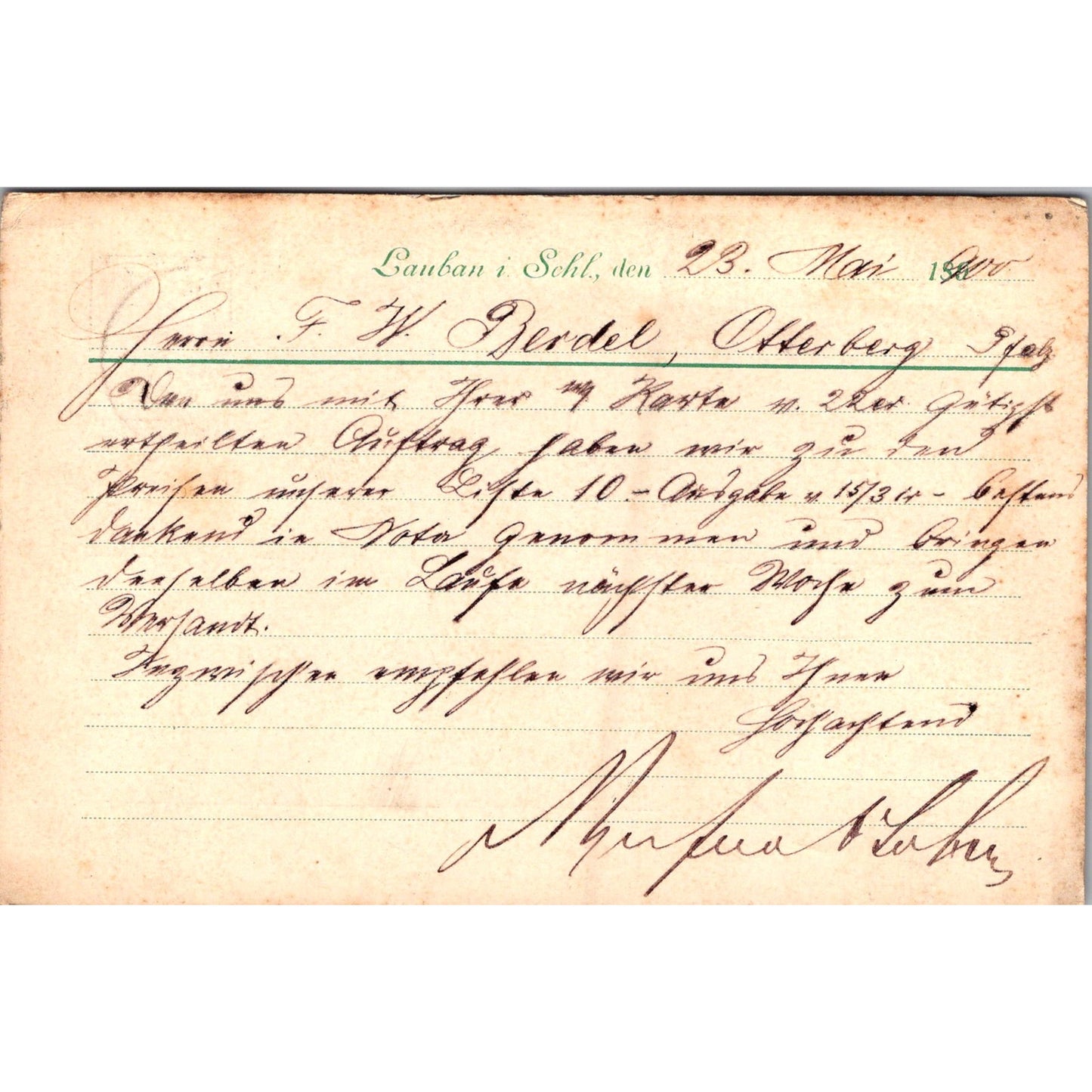Merfeld & Söhne Lauban i. Schl. Otterberg 1900 German Reich Postcard P5-12