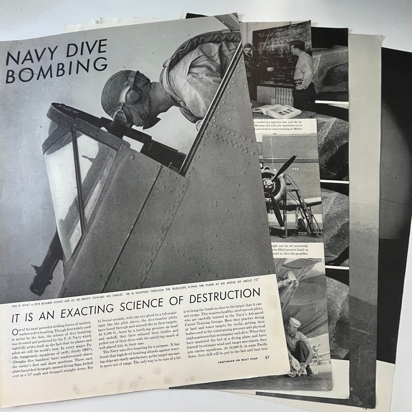 Navy Dive Bombing 5 Pages 1940s WWII Era Article V30-1