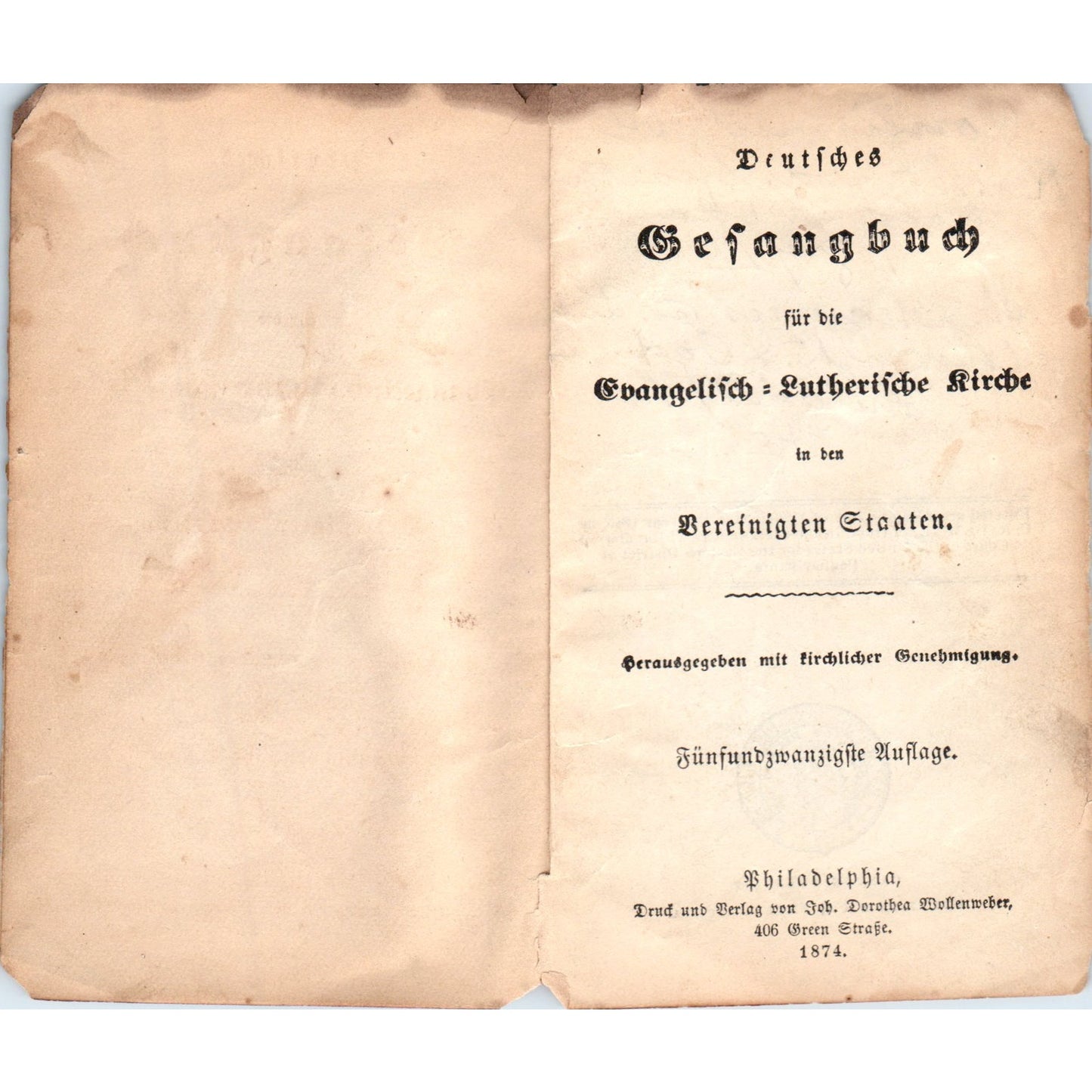 1874 Handwritten Confirmation Rev Spaeth St. Johannis Church on German Book D20