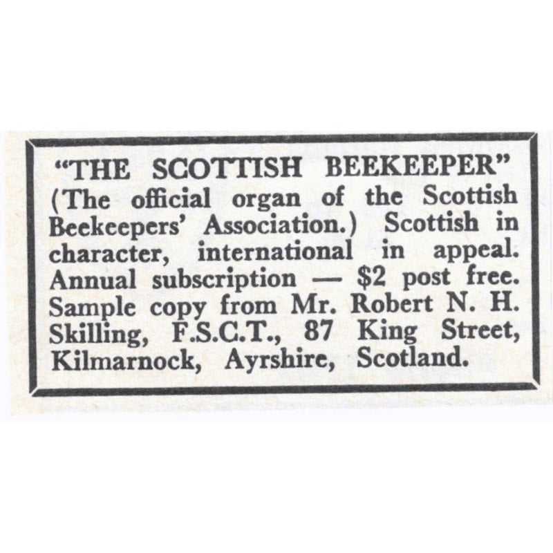 The Scottish Beekeeper Robert NH Skilling Ayrshire Scotland 1964 Ad AK6-S15
