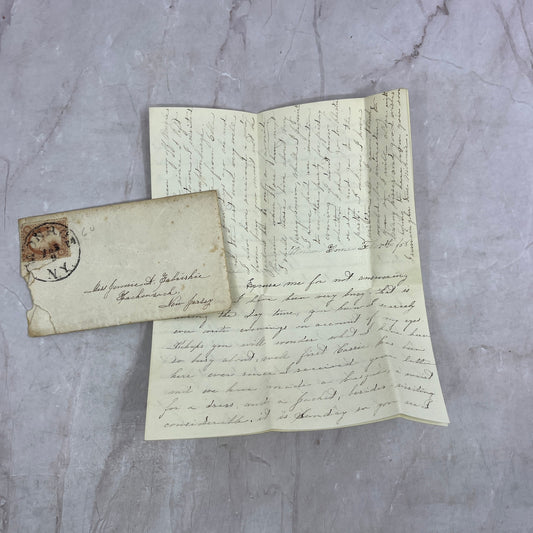 1858 Handwritten Letter Monroe NY to Jennie A. Zabriskie Hackensack NJ TJ5-E2