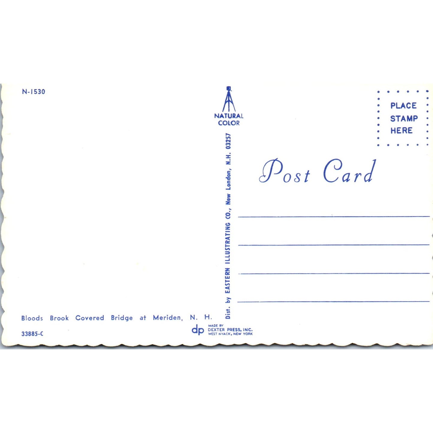 Meriden Bloods Brook NH Covered Bridge Postcard PC4