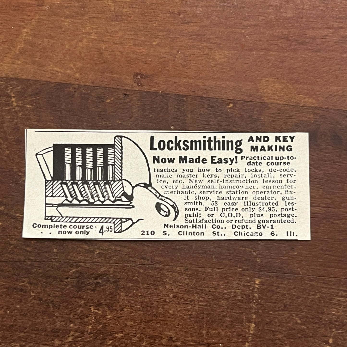 Locksmithing Made Easy - Nelson-Hall Co Chicago IL 1955 Ad AG1-S1