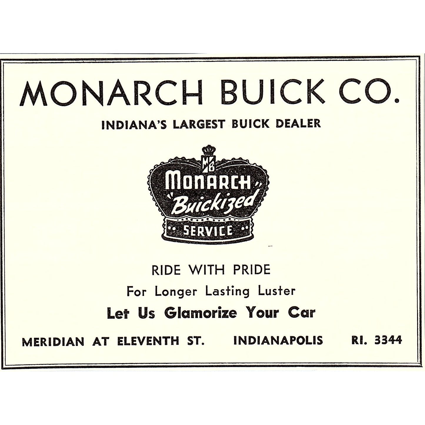 Monarch Buick Co Indianapolis IN 1947 Ad AF6-21