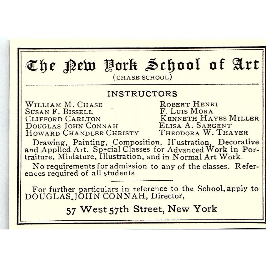 The New York School of Art Chase School Douglas John Connah - 1904 Ad AF5-6