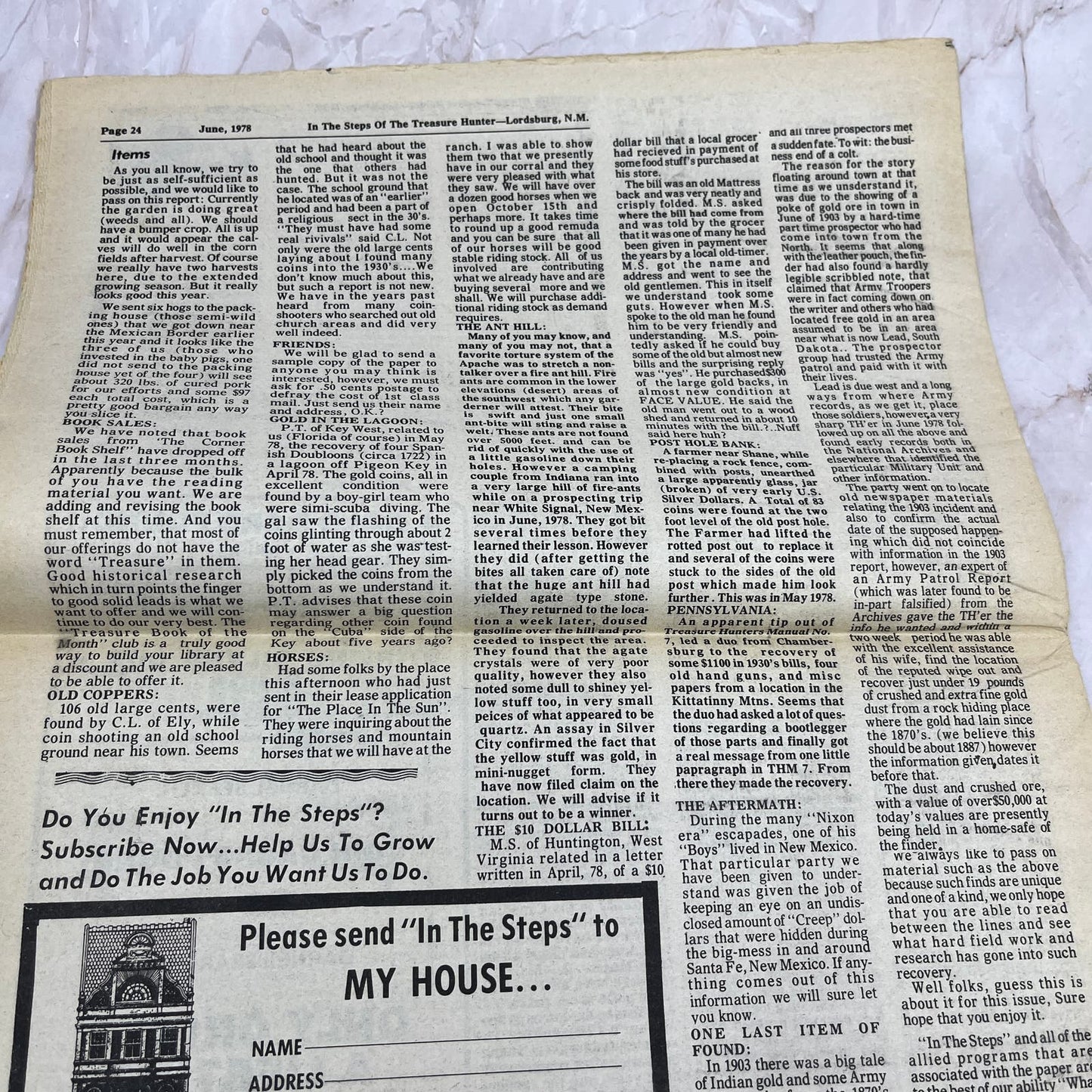 1978 June - In the Steps of the Treasure Hunter Newspaper - Lordsburg NM M11